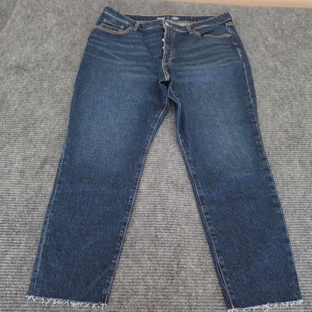 Old Navy Women's Size 18 High-Rise OG Straight Frayed Hem Button Fly Denim Jeans - Picture 2 of 7